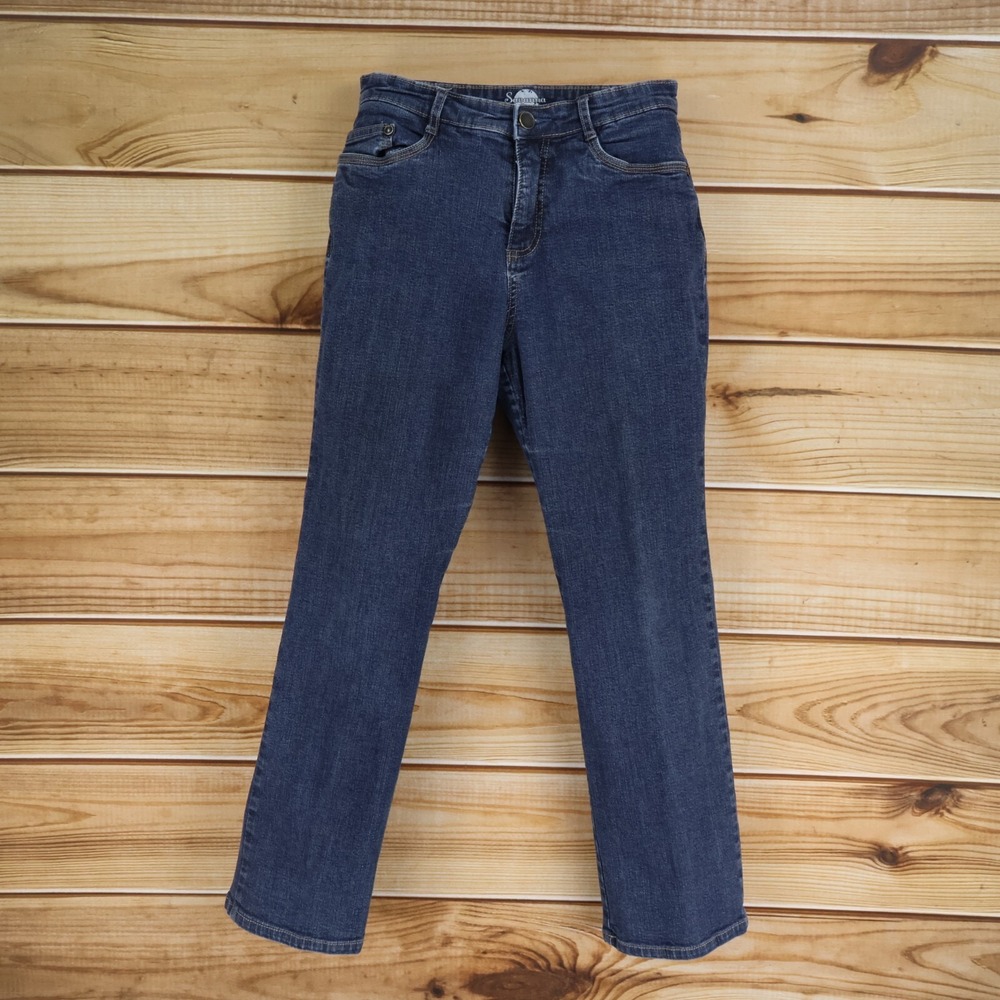 Savanna Moon Patty Bootcut Jeans Womens 8P Blue Dark Wash Denim Stretch Mid Rise